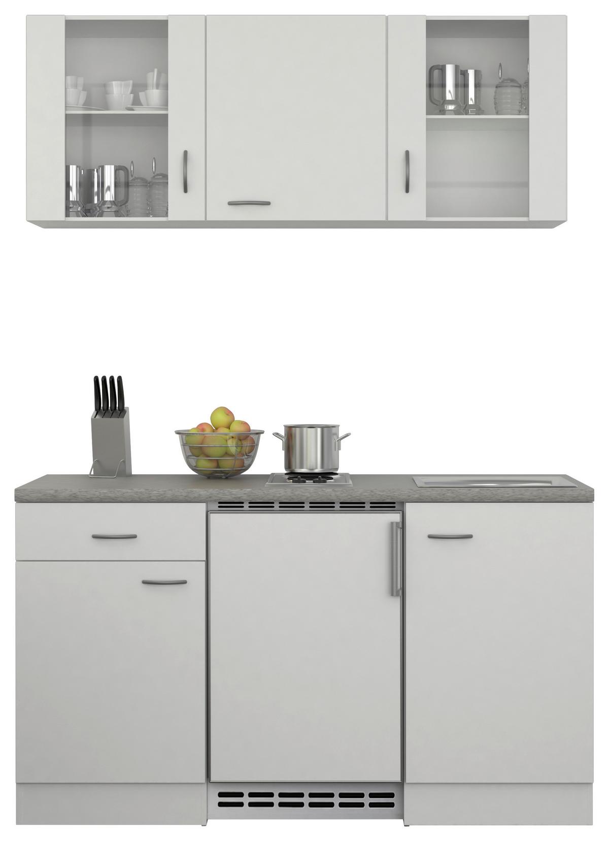 Majhna Kuhinja Z Aparati Wito, Bela - barve nerjavečega jekla/bela, Moderno, umetna masa/steklo (150,5cm) - FlexWell