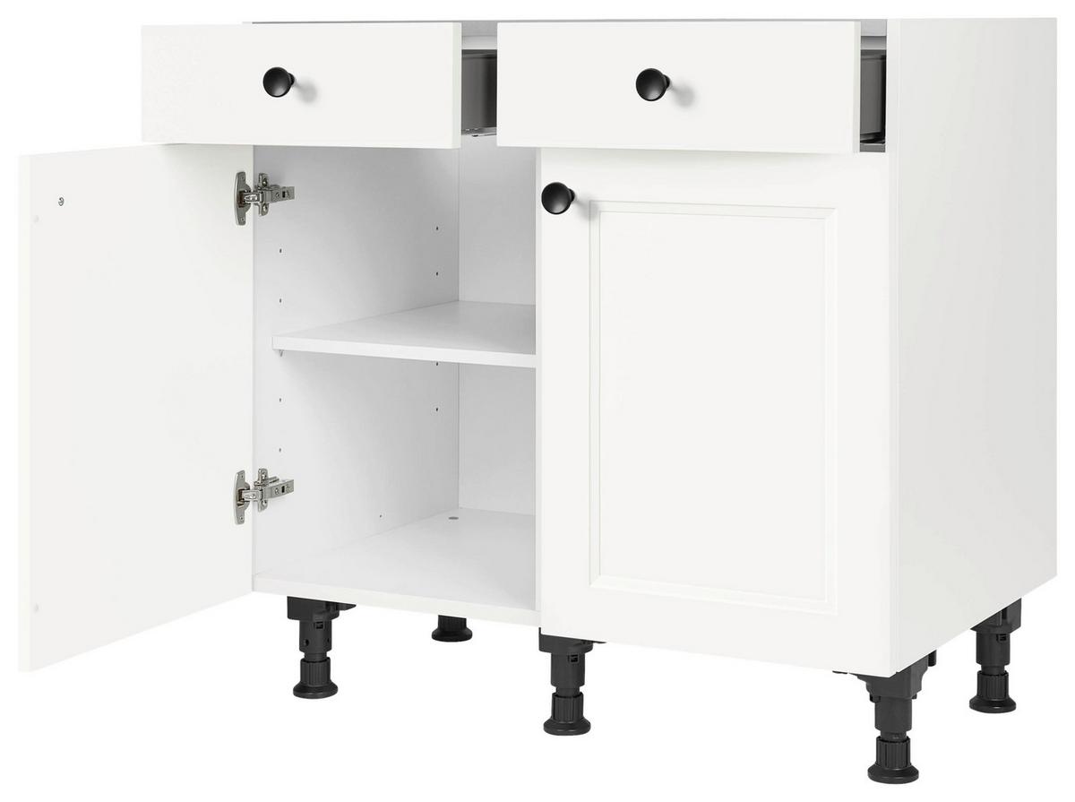Schubkastenunterschrank Cascada Weiß - Schwarz/Weiß, MODERN, Holzwerkstoff/Metall (90/87/56cm) - Nobilia