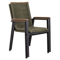 Stapelsessel-Set Montana 2er-Set Grün stapelbar - Anthrazit/Grün, Design, Holz/Textil (55/66/87cm) - Gardenson