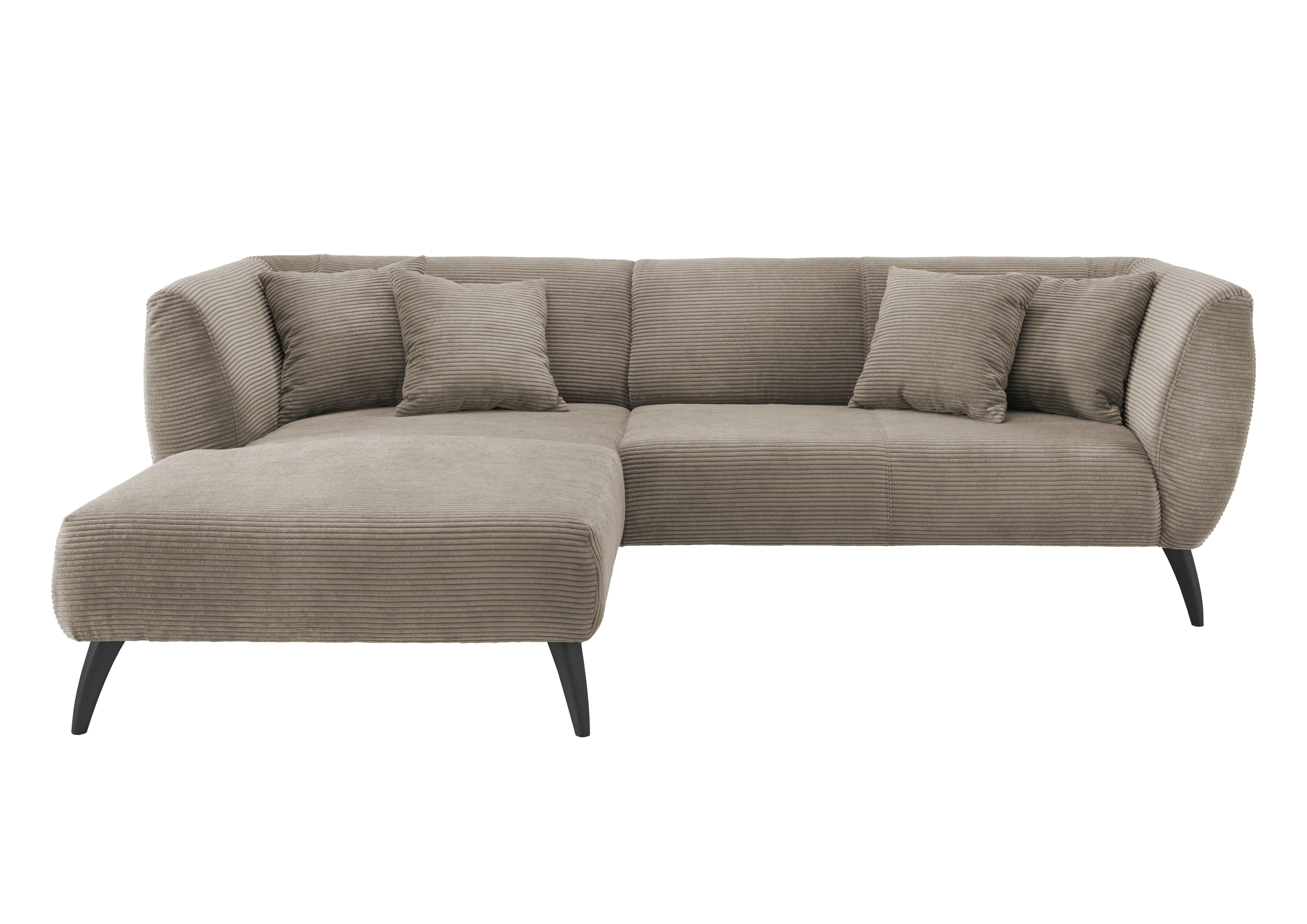 Wohnlandschaft Colori Graubraun Cord - Graubraun/Schwarz, MODERN, Holz/Textil (160/264cm) - MID.YOU