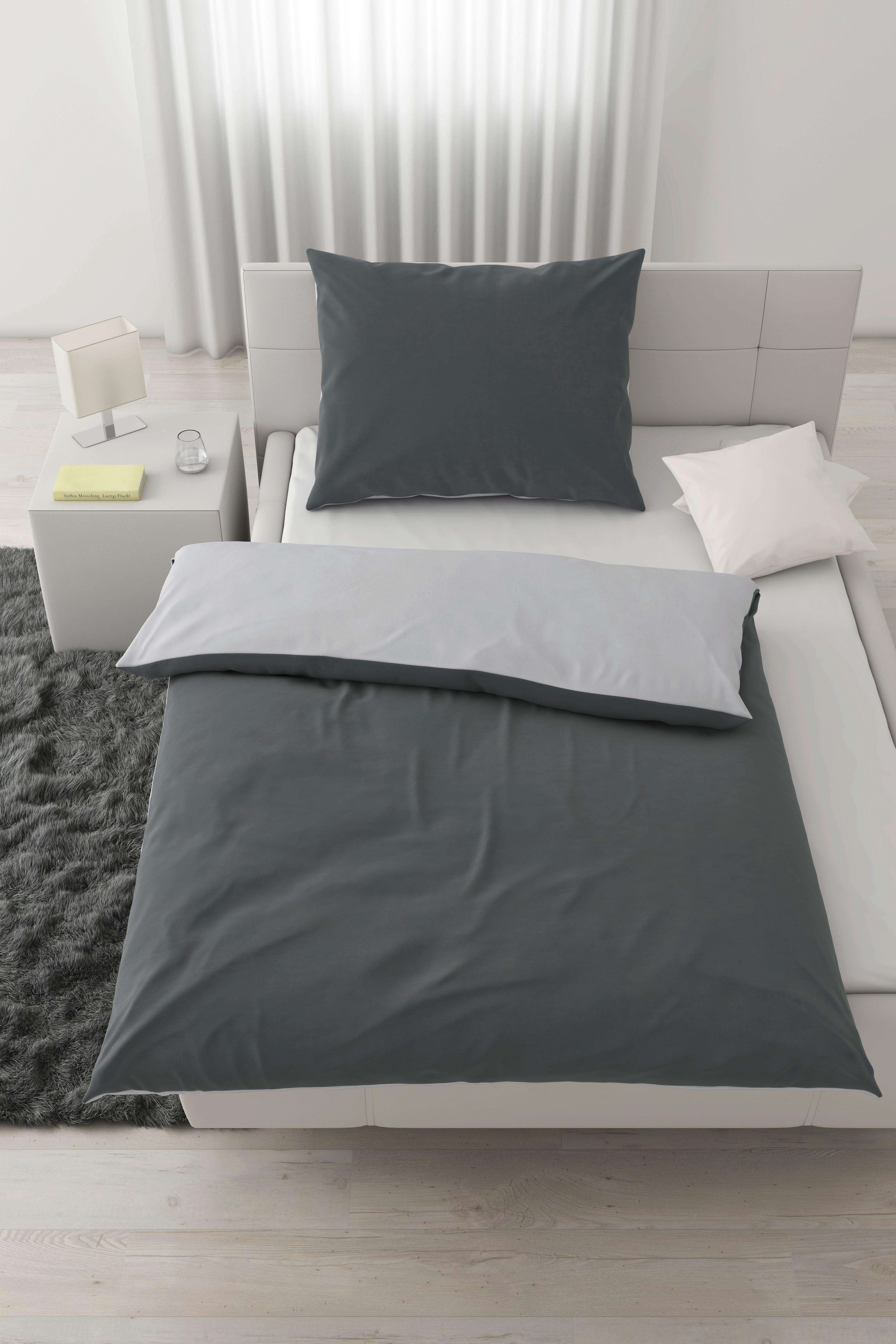 Bettwäsche Annika in Anthrazit ca. 140x200cm - Anthrazit/Silberfarben, Textil (140/200cm) - Modern Living