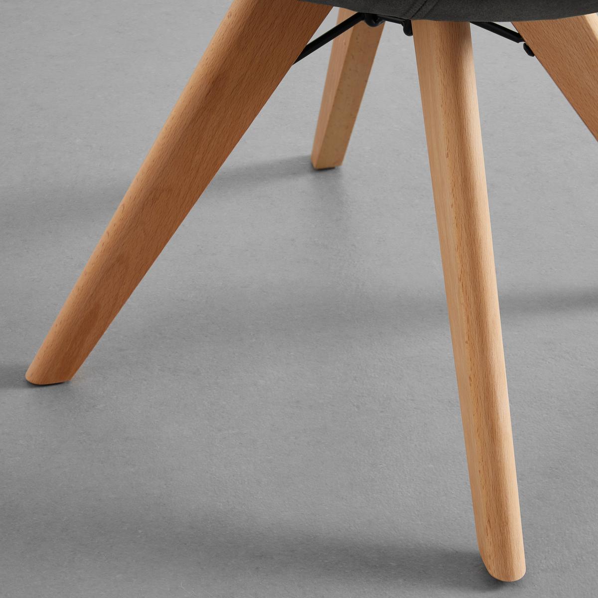 Stuhl Valera Dunkelgrau Mikrofaser Drehbar Gepolstert - Dunkelgrau/Buchefarben, MODERN, Holz/Textil (59/79/58,5cm) - Bessagi Home