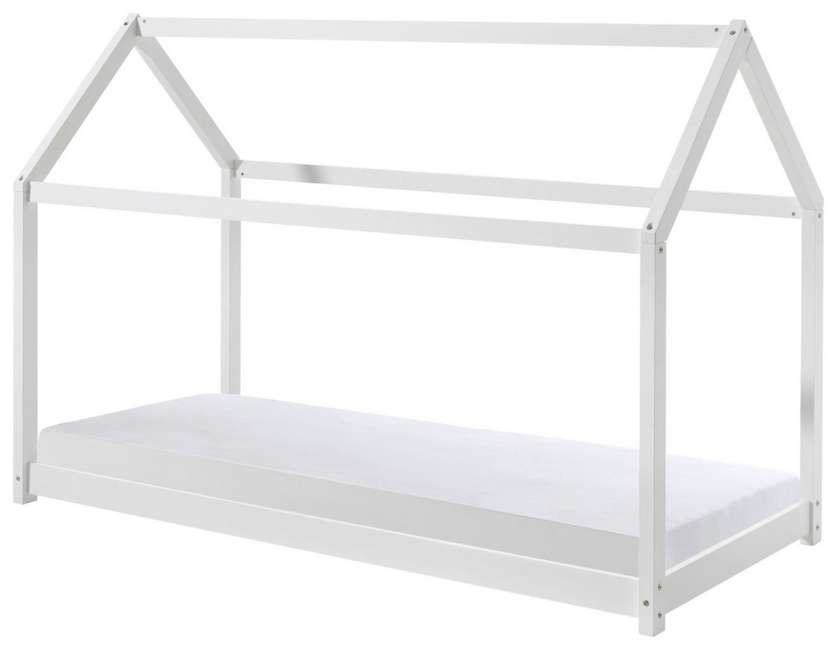 Hausbett Cabane Weiß ca. 90x200 cm Echtholz - Weiß, Natur, Holz/Textil (90/200cm) - Vipack