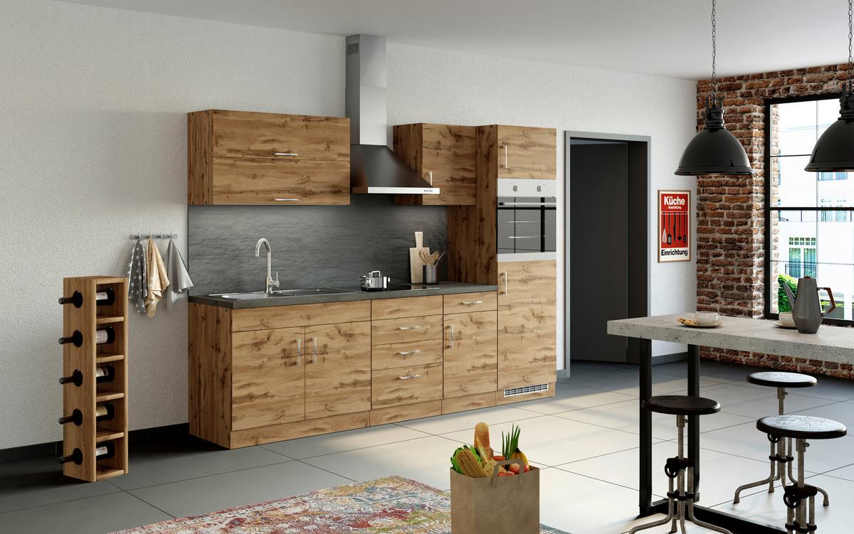 Küchenblock Sorrento ohne Geräte ca. 270 cm Eichefarben - Eichefarben/Anthrazit, MODERN, Holzwerkstoff (270/210/60cm) - Held