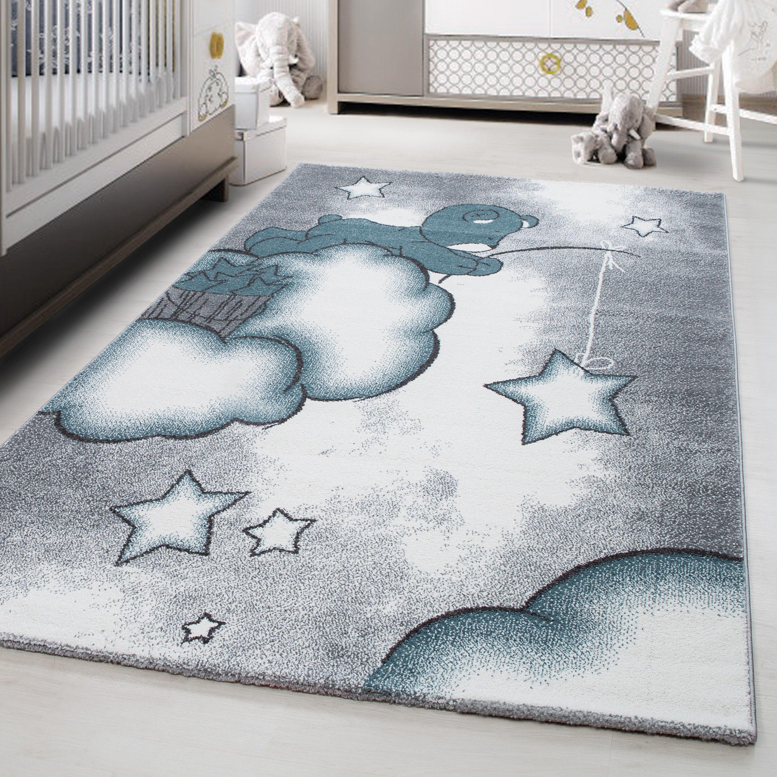 Kinderteppich Kids Blau/Grau/Weiß ca. 80x150cm - Blau/Weiß, Trend, Textil (80/150cm)