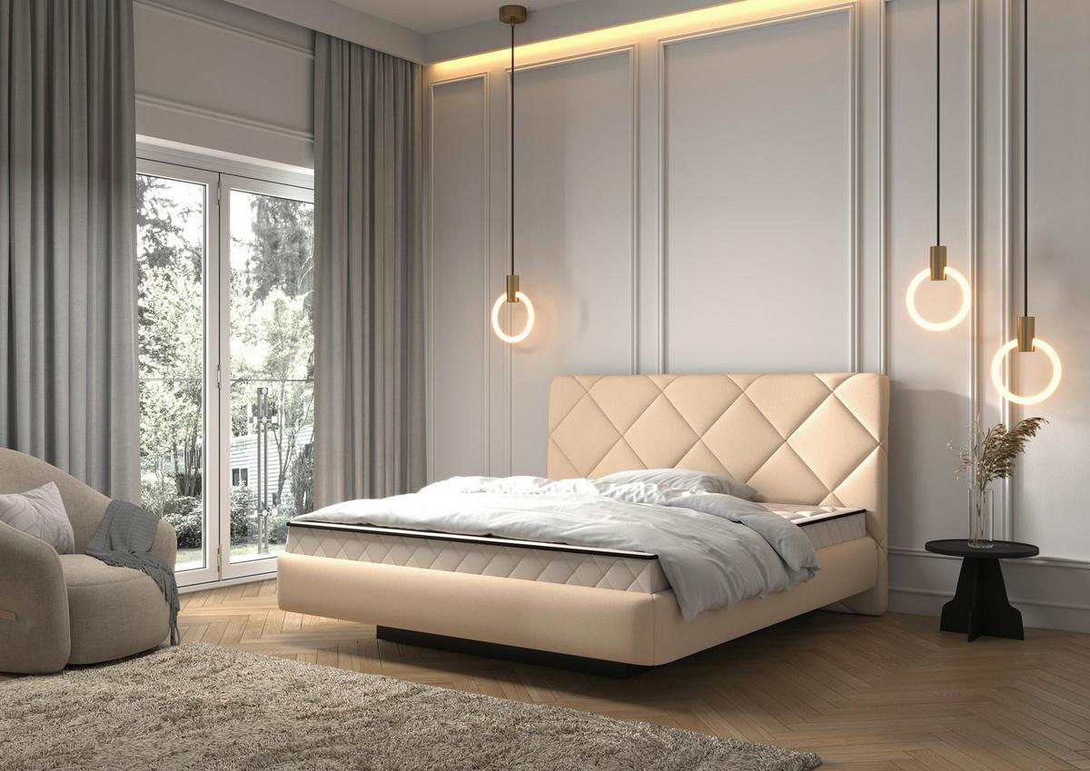 Kárpitozott Ágykeret Pedro - homokszínű, Modern, műanyag/faalapú anyag (180/200cm)