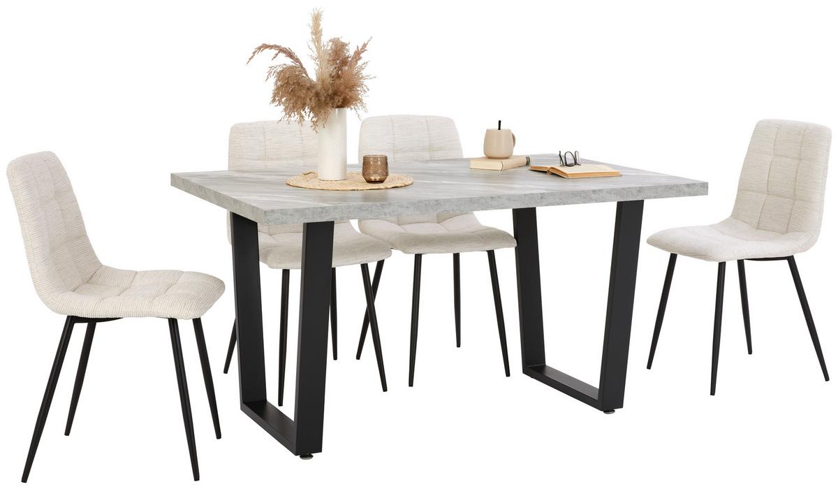 Jedilna Miza Melbourne, Siva, 140x90 - siva/črna, Moderno, kovina/leseni material (140/75/90cm)