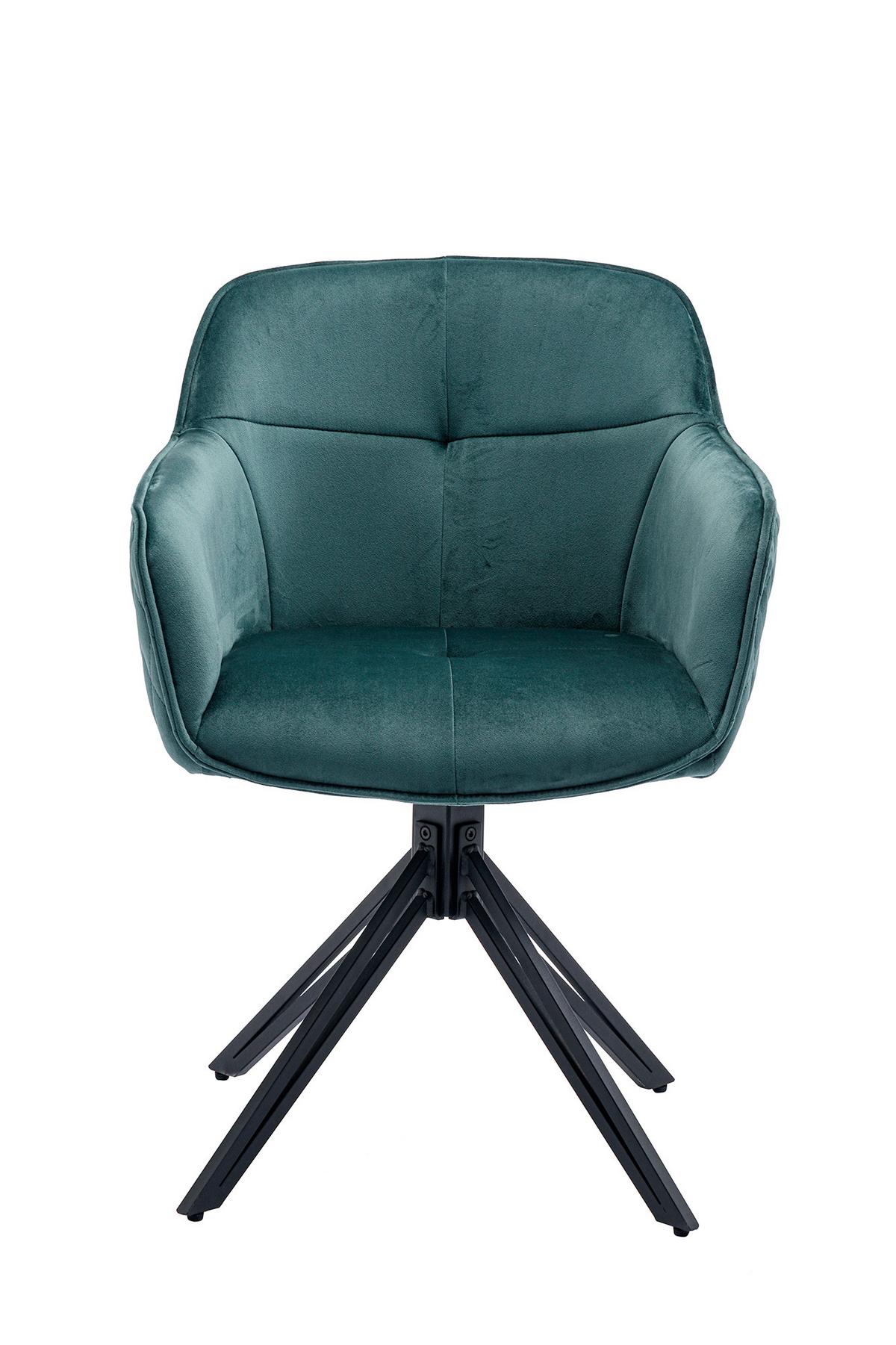 Naslanjač Samt, Zelena, Vrtljiv - črna/zelena, Moderno, kovina/tekstil (59/83/60cm) - Livetastic