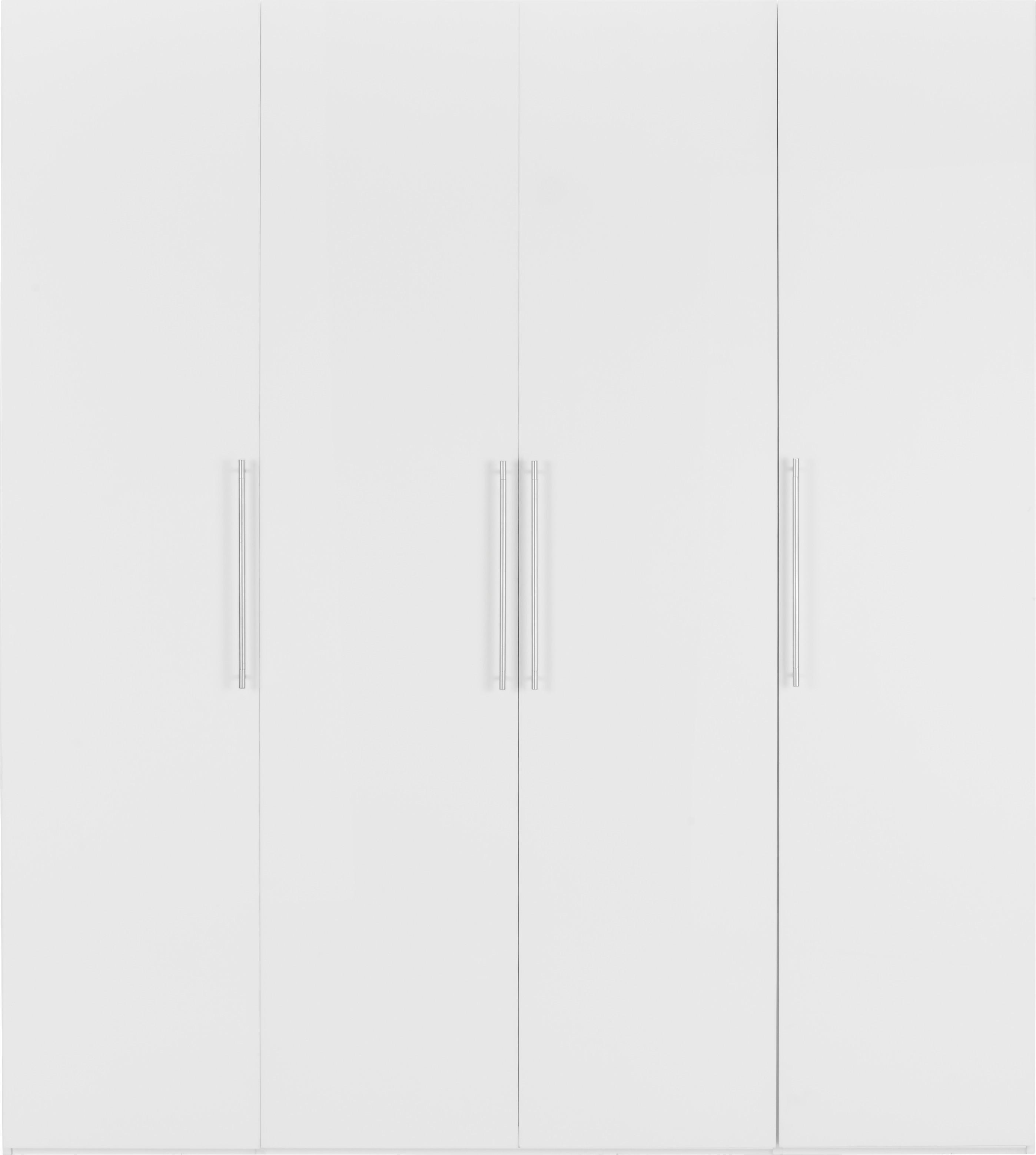 GARDEROB MED GÅNGJÄRNSDÖRRAR GLOSSY -TOP- - vit/kromfärg, Modern, metall/trämaterial (196/219/60cm) - Mömax