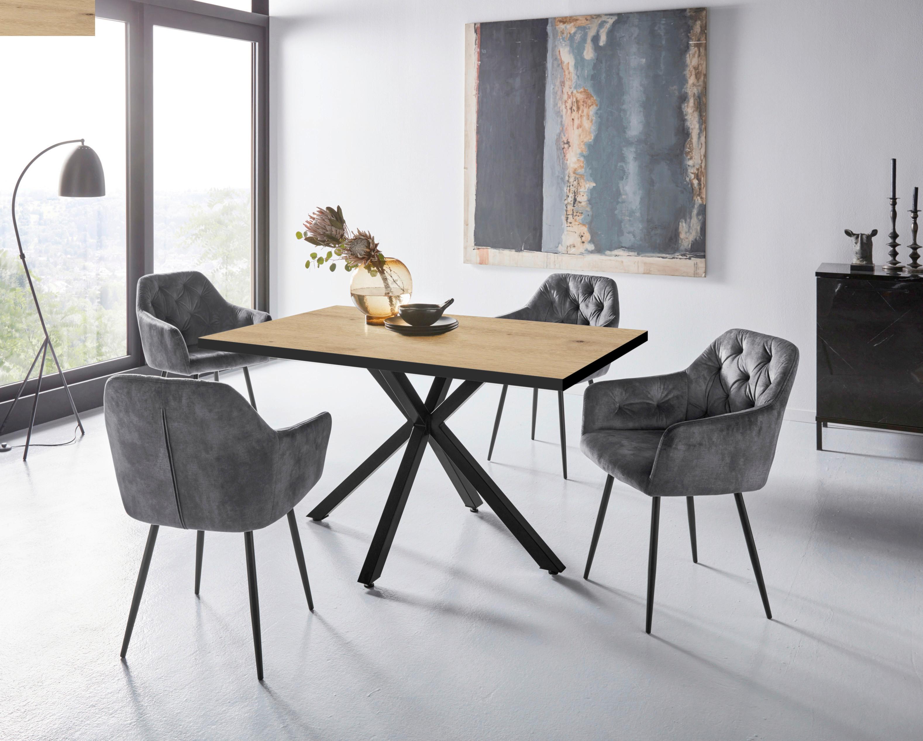 TISCHGRUPPE CLEO III G - Eiche Artisan/Grau, MODERN, Holzwerkstoff/Textil (140/76/90cm) - P & B