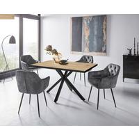TISCHGRUPPE CLEO III G - Eiche Artisan/Grau, MODERN, Holzwerkstoff/Textil (140/76/90cm) - P & B