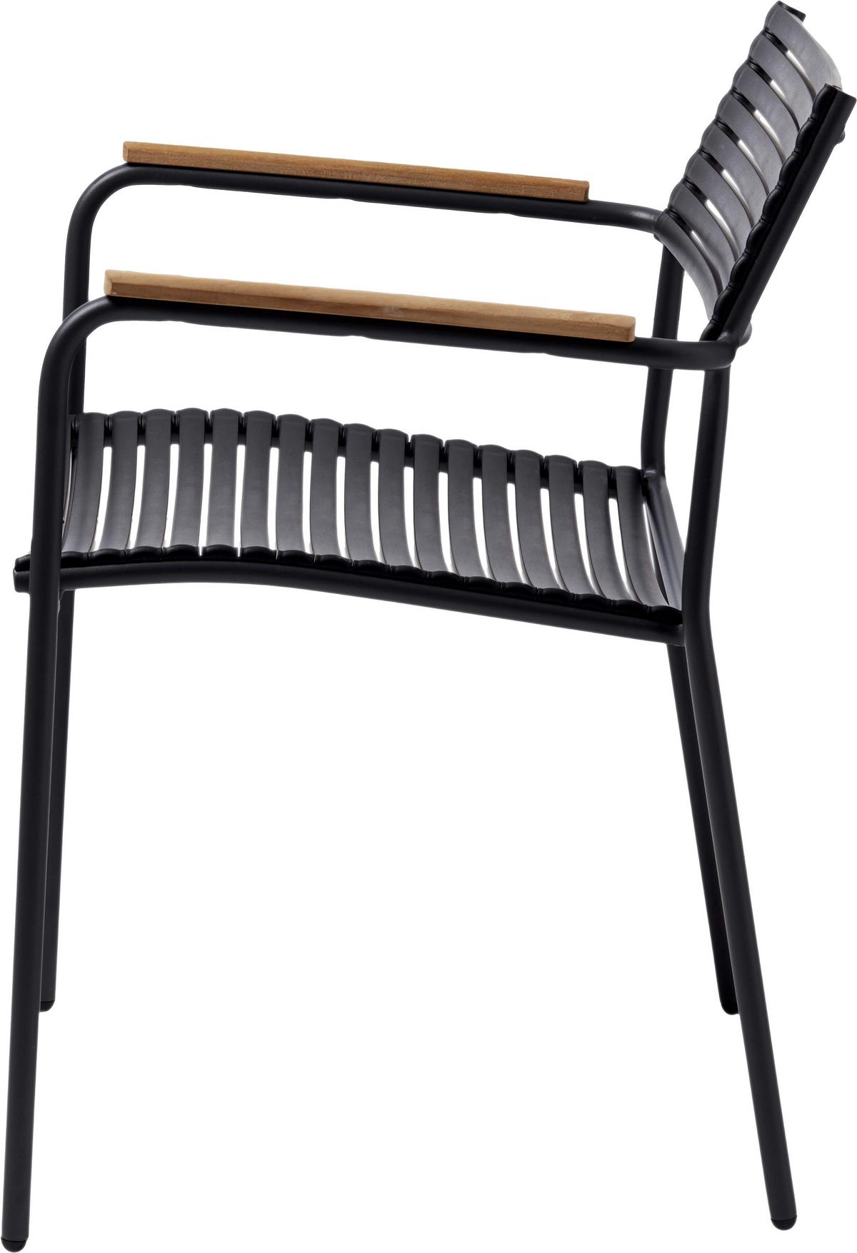 Stapelstuhl Mood Air Anthrazit/Teakholz - Anthrazit/Teakfarben, KONVENTIONELL, Holz/Kunststoff (60/78/56cm) - Gardenson