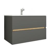 Badezimmer Cosila - Honigeiche/Weiss, Trend, Keramik/Holzwerkstoff (81/51/47cm) - MID.YOU