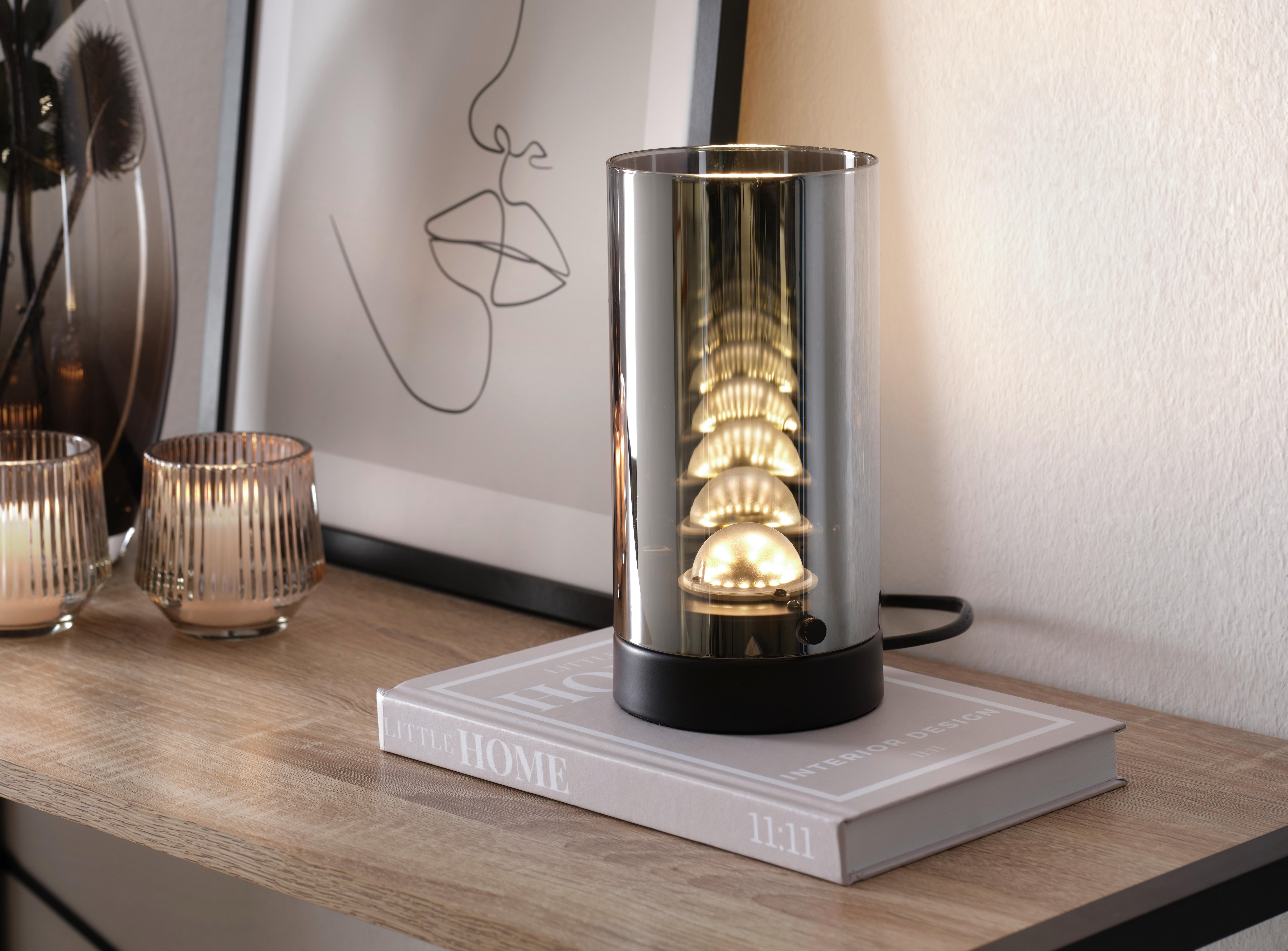 LED-BORDSLAMPA BLOH - kromfärg/svart, Modern, metall/glas (10/20cm) - Mömax
