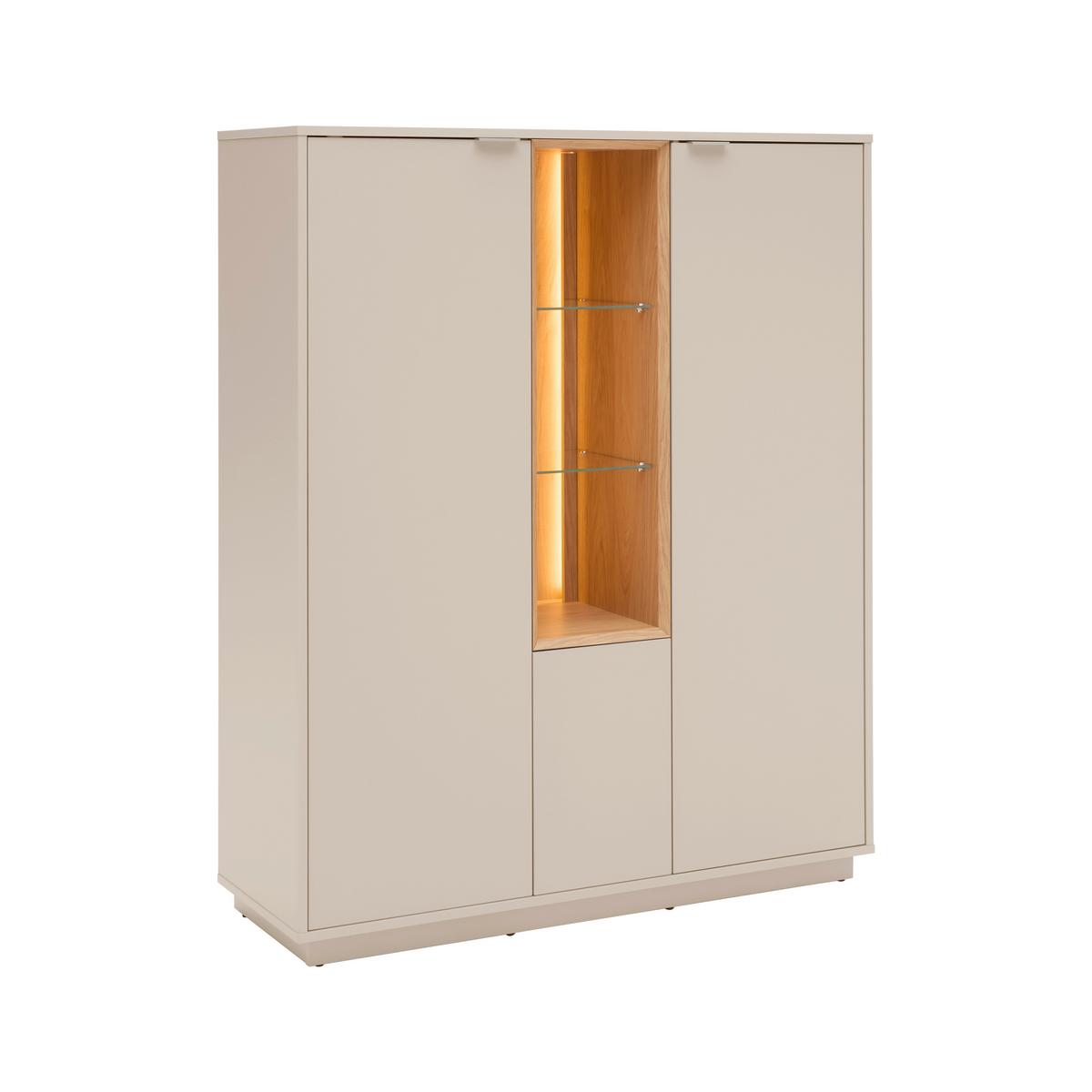 Highboard Velasca Eichefarben/Kaschmir - Kaschmir/Eichefarben, MODERN, Glas/Holzwerkstoff (116,4/95,4/40cm) - Premium Living