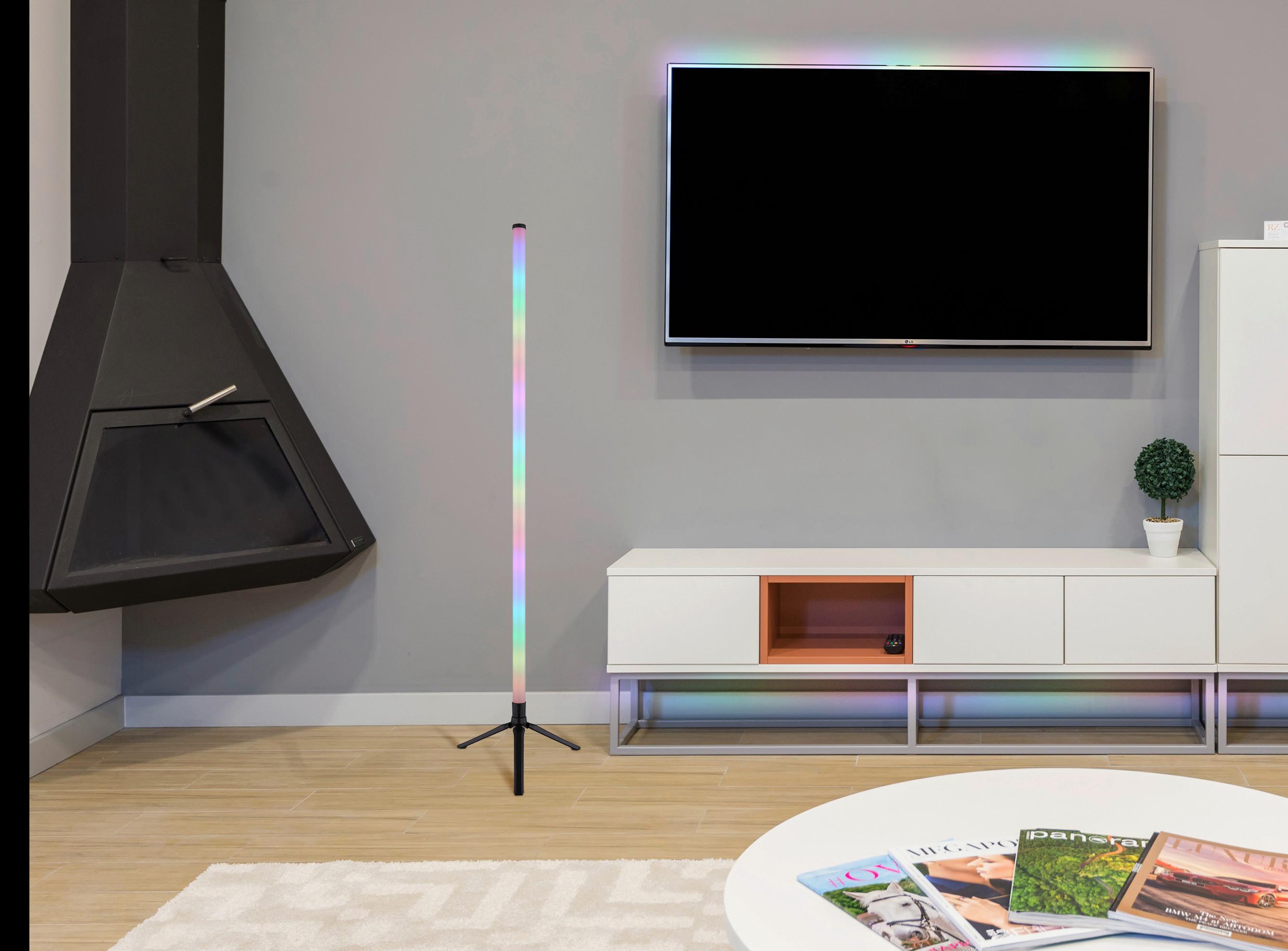 LED-GOLVLAMPA FARBI - opal/svart, Klassisk, plast (37/113cm) - Mömax