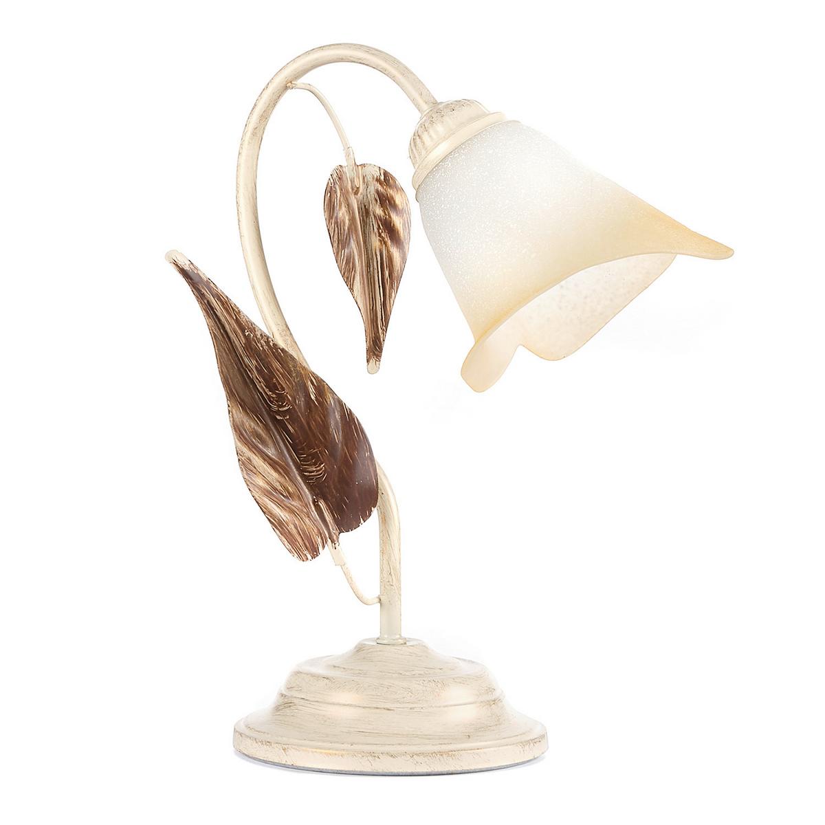 Tischleuchte Vanda Weiß/Beige max. 6 Watt - Natur, Glas/Metall (29/35cm)