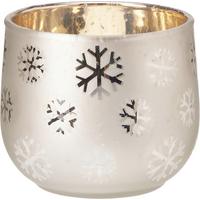 Teamécsestartó Snowflake - aranyszínű/fehér, Üveg (9,5/10cm)