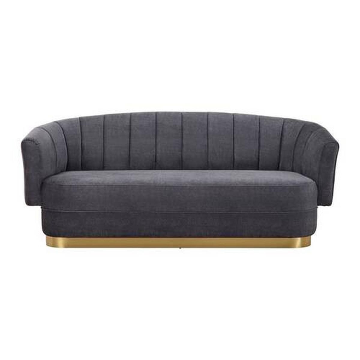 Trosed Anton, Siva, Žamet - zlate barve/siva, Moderno, kovina/tekstil (225/90/85cm) - Bessagi Home