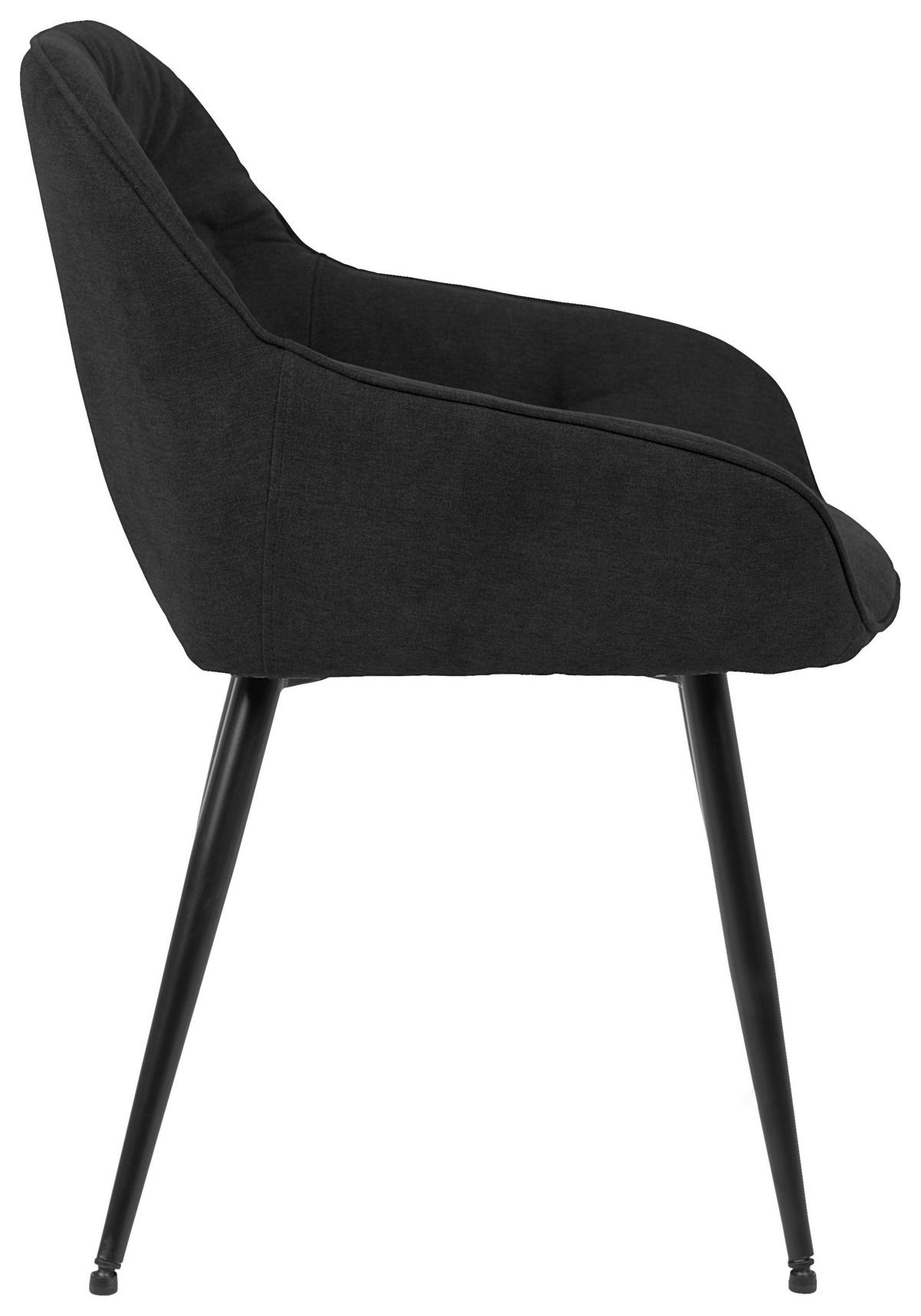 KRZESŁO Z PODŁOKIETNIKAMI ANCONA - antracytowy/czarny, Romantik / Landhaus, metal/tkanina (55/80/61cm) - Livetastic