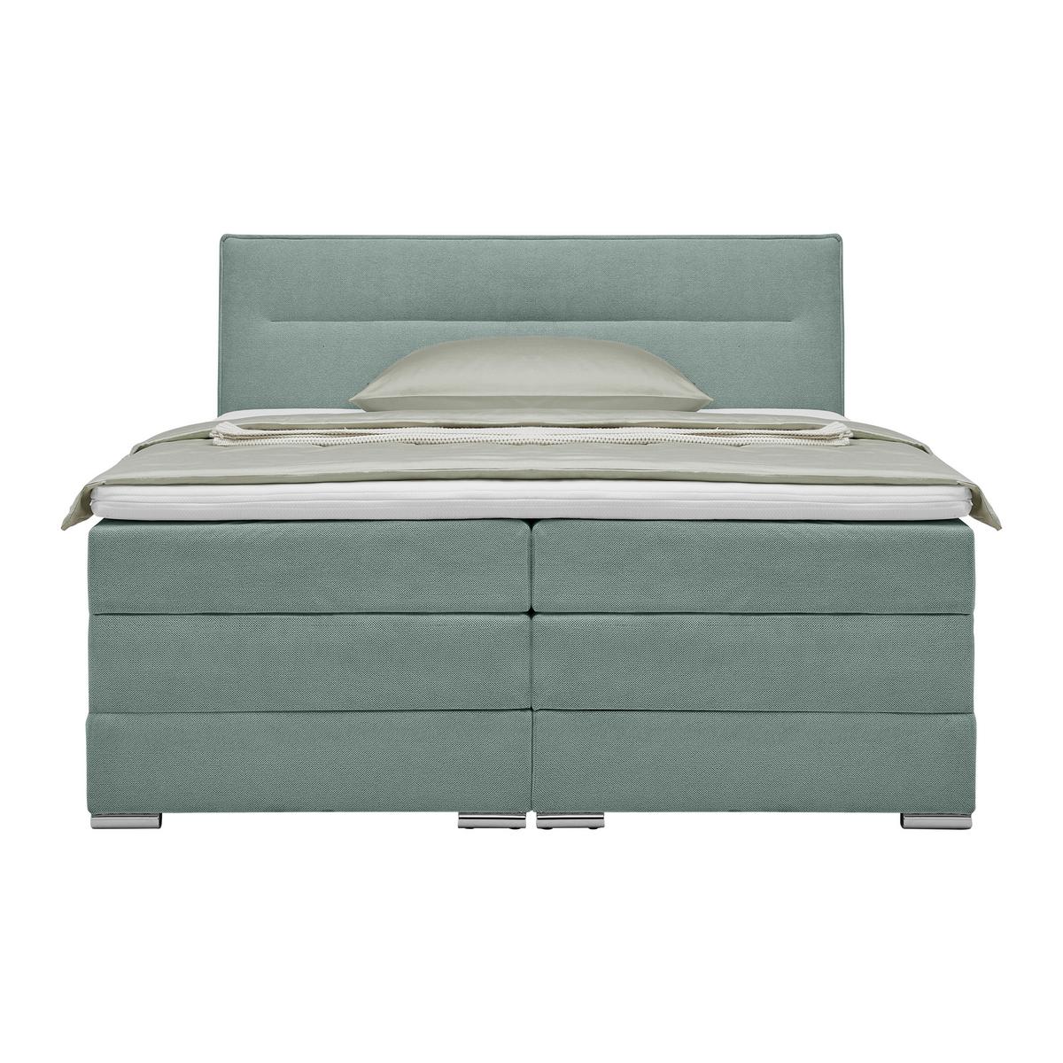 Boxspringbett Papilon Grün ca. 160x200cm - Zinkfarben/Grün, Konventionell, Holz/Holzwerkstoff (160/200cm) - Premium Living