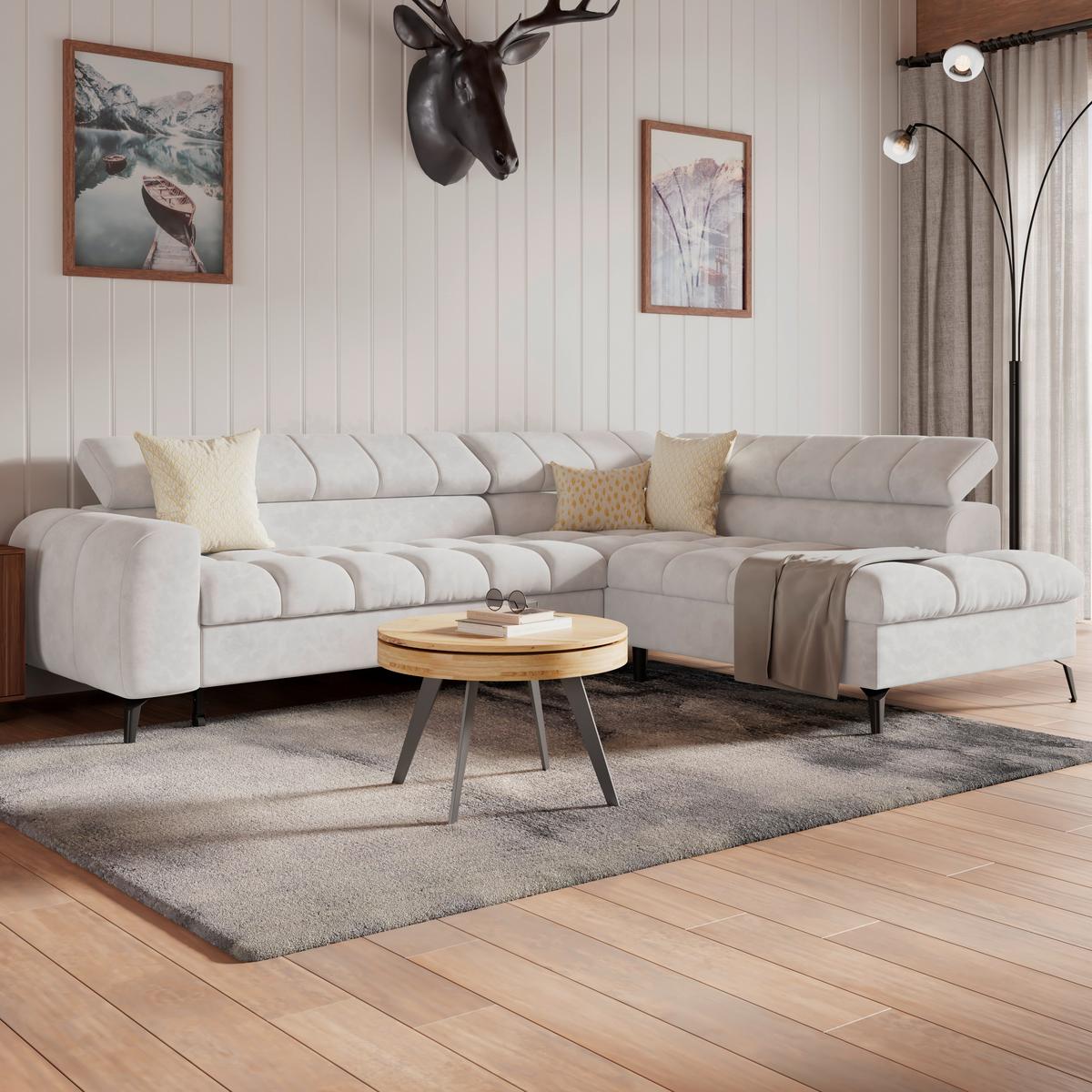 Kutna Garnitura Volf - bijela/crna, Trend, tekstil/metal (261/203cm)