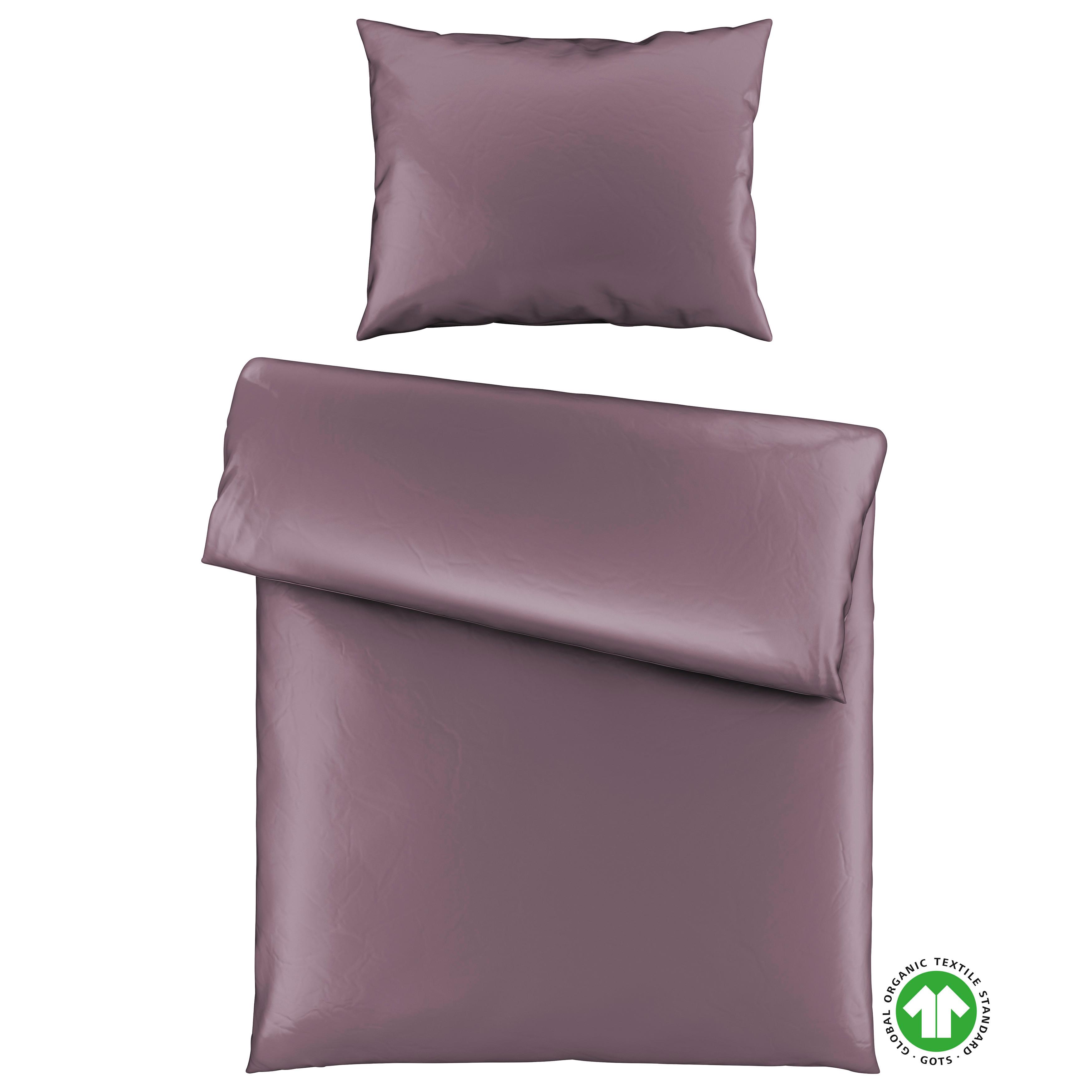 Bettwäsche Bio-Sophia Uni Lila ca. 140x200cm - Lila, Natur, Textil (140/200cm) - ecoTree