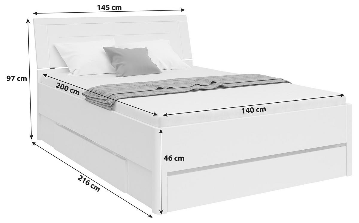 PAT SATURN 140 - alb/stejar Artisan, Konventionell, material pe bază de lemn (140/200cm)