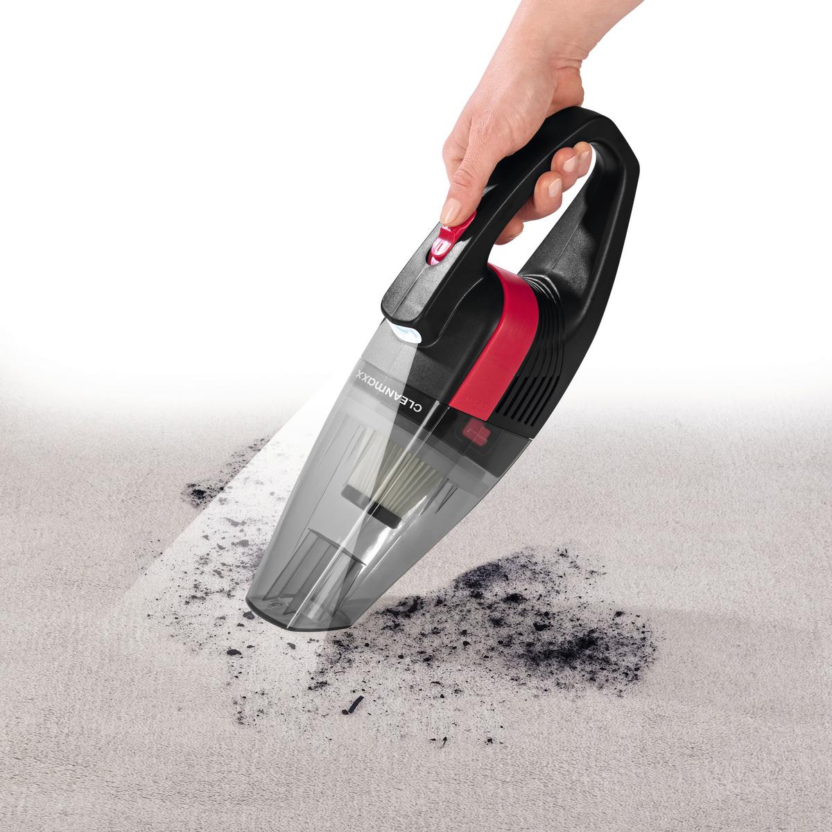 AKUMULATOROWY ODKURZARZ RĘCZNY 12572 - czerwony/szary, Basics, tworzywo sztuczne (39l) - CLEANMAXX