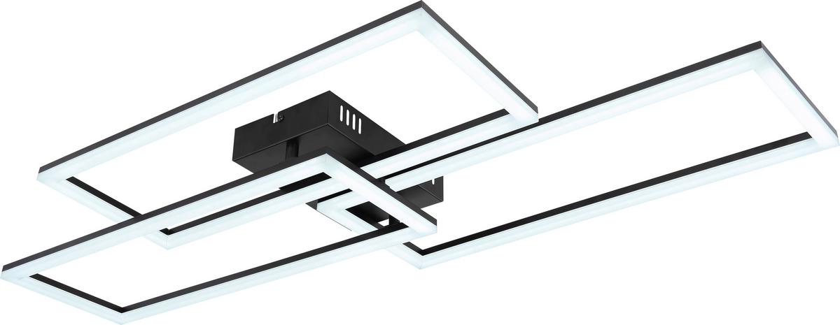 Plafonieră cu LED Bekka - opal/negru, Modern, plastic/metal (90/40/8cm) - Premium Living