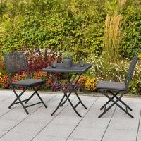 Balkonska Garnitura Samos, Jeklo, 3-Delno, Z Blazinama - siva/barve grafita, Moderno, kovina/umetna masa - Gardenson