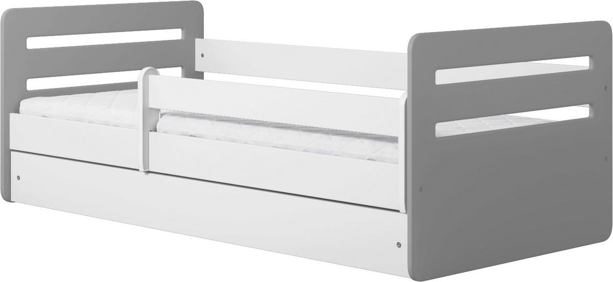 Otroška Postelja Tomi, Bela, Siva, 80x160cm - siva/bela, Moderno, tekstil/leseni material (80/160cm) - MID.YOU