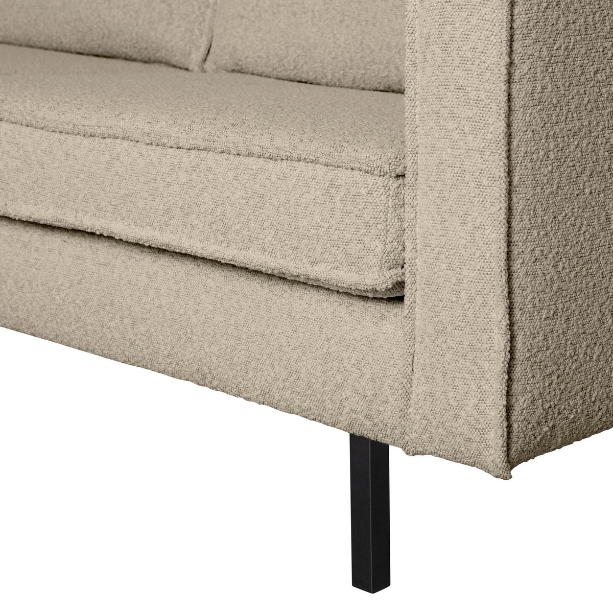 Sofa Rodeo 2,5 Sitzer Beige B: 190cm - Beige/Schwarz, Design, Textil/Metall (190/85/86cm) - Livetastic