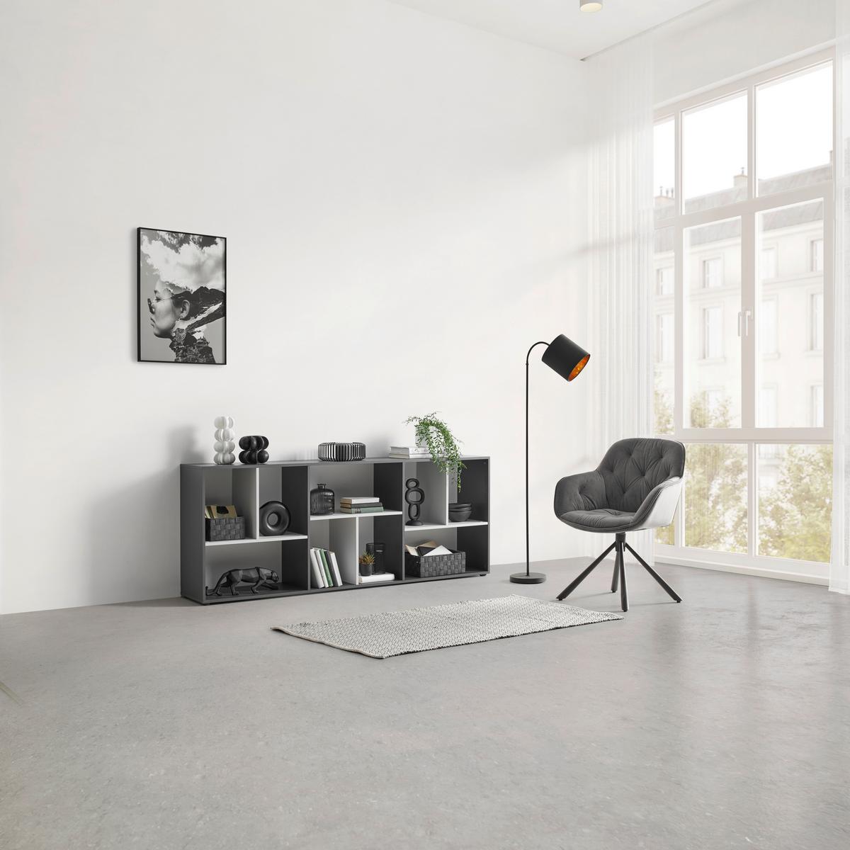 Regal Ibiza Anthrazit/Weiß - Schwarz, KONVENTIONELL, Holzwerkstoff (71/186/33cm) - Mömax