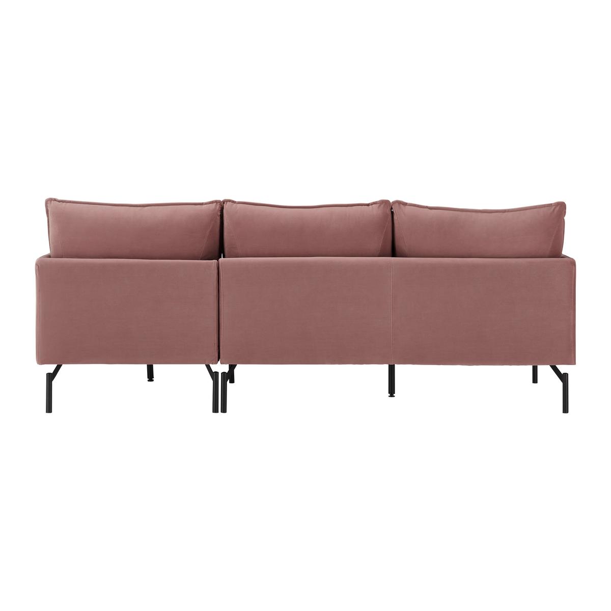 Wohnlandschaft Rosa in Rosa Samt - Schwarz/Rosa, Modern, Textil/Metall (226/84/163cm) - Bessagi Home
