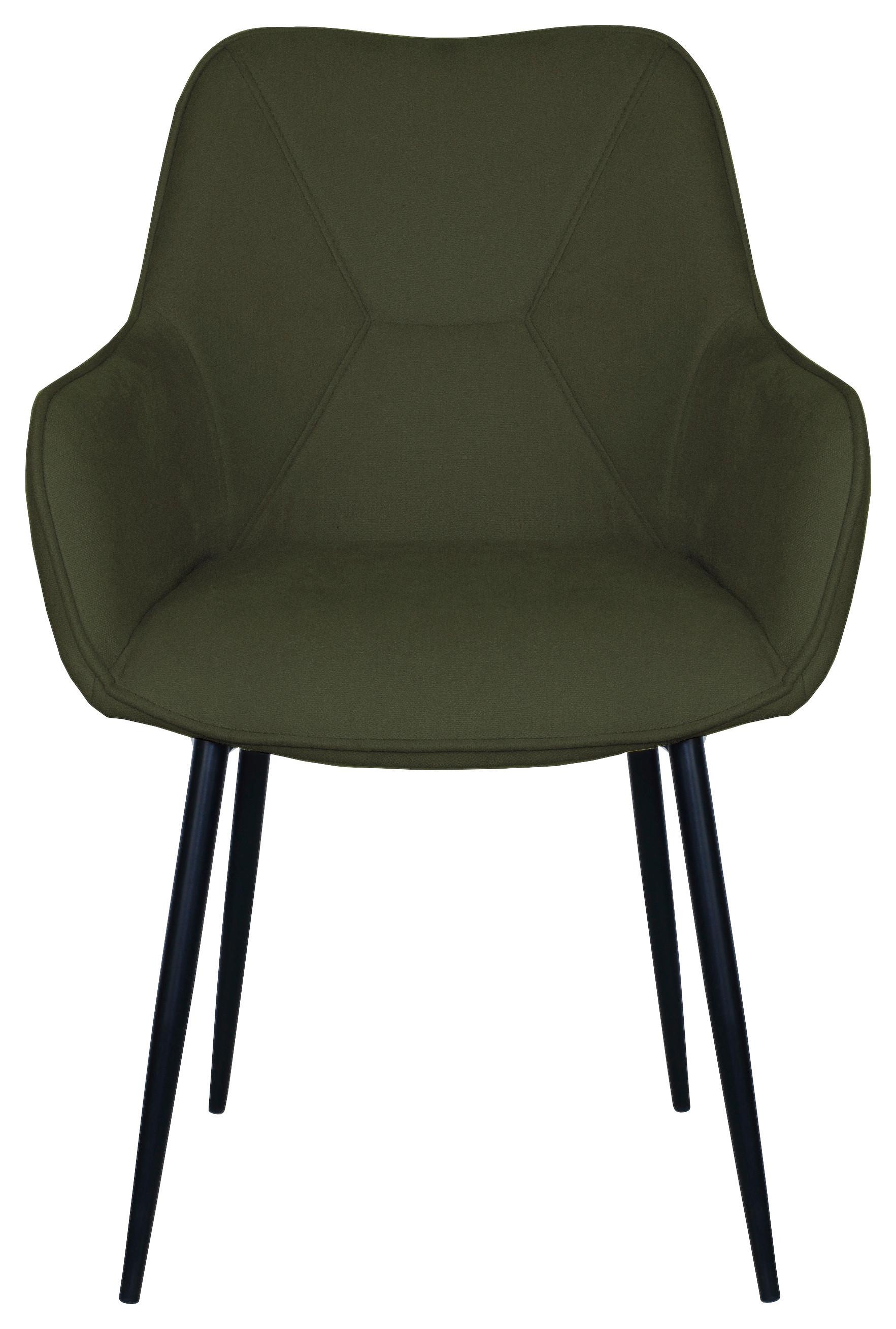STOL MED ARMSTÖD ELENA -TOP- - grön/svart, Modern, metall/trä (57/85/60cm) - Mömax