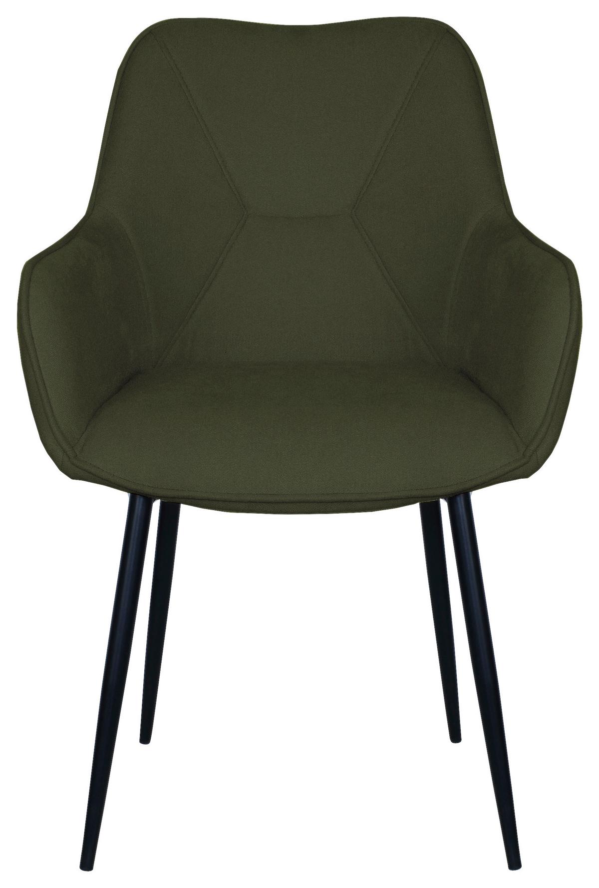 Armlehnstuhl Elena Grün - Schwarz/Grün, MODERN, Holz/Textil (57/85/60cm) - Mömax