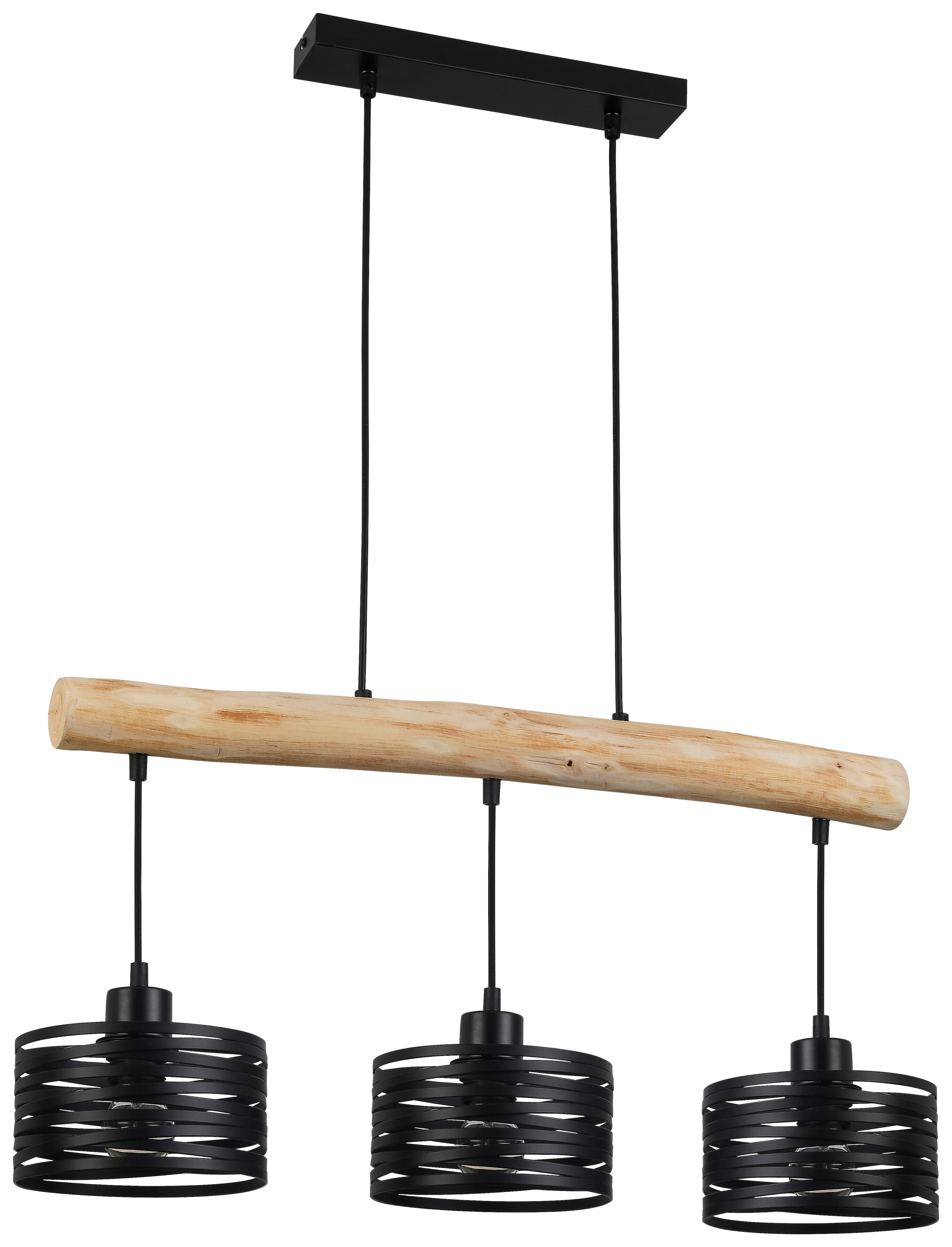 Viseča Svetilka Guiseppe - črna, Trendi, kovina/les (70cm) - Premium Living