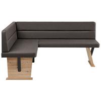 Eckbank Solar in Dunkelbraun Lederlook - Dunkelbraun/Eiche Artisan, Basics, Holz/Textil (141/85/181cm) - Based