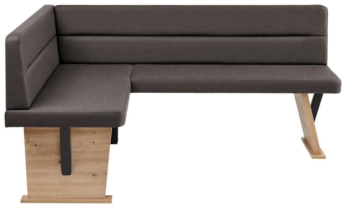 Eckbank Solar in Dunkelbraun Lederlook - Dunkelbraun/Eiche Artisan, Basics, Holz/Textil (141/85/181cm) - Based