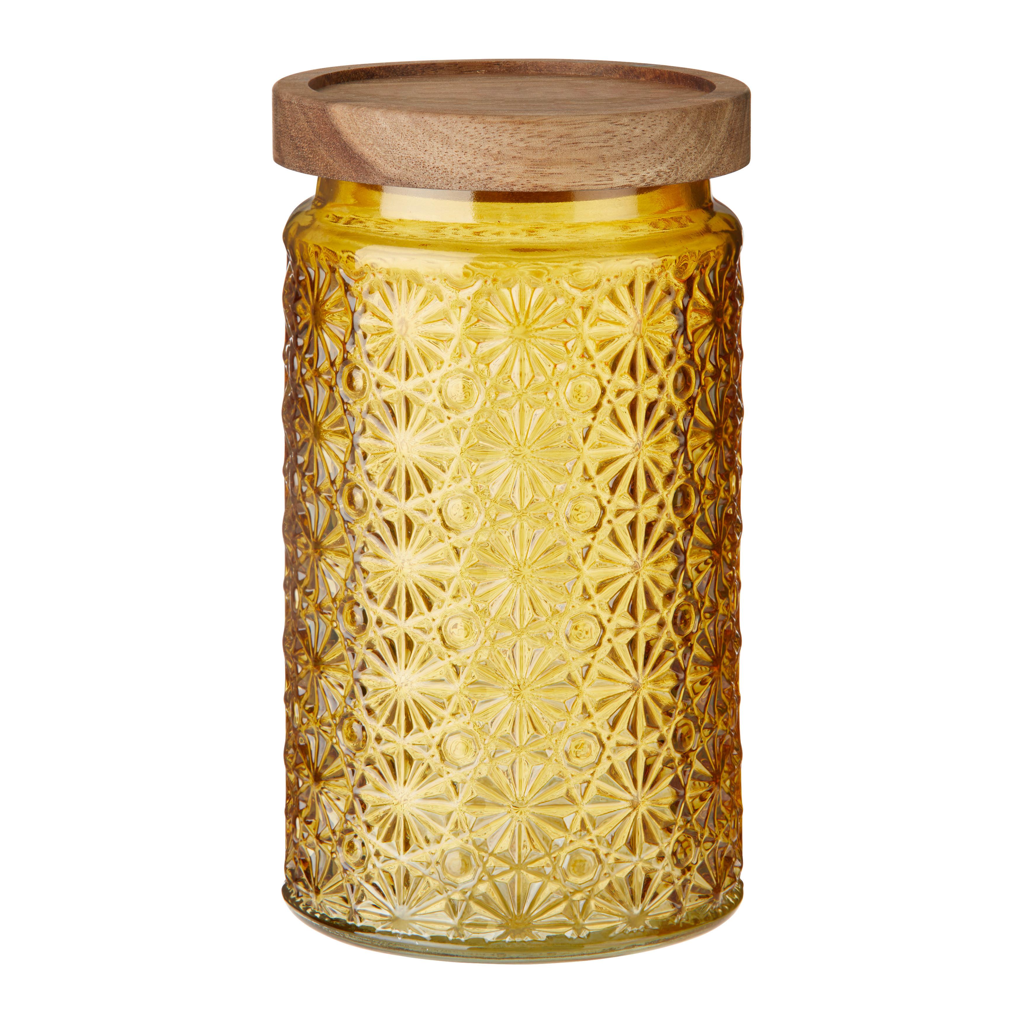 Üveg Ételtároló Fedéllel Golden Autumn - akácia színű/sárga, Romantik / Landhaus, Üveg/fa (10/18cm) - Modern Living
