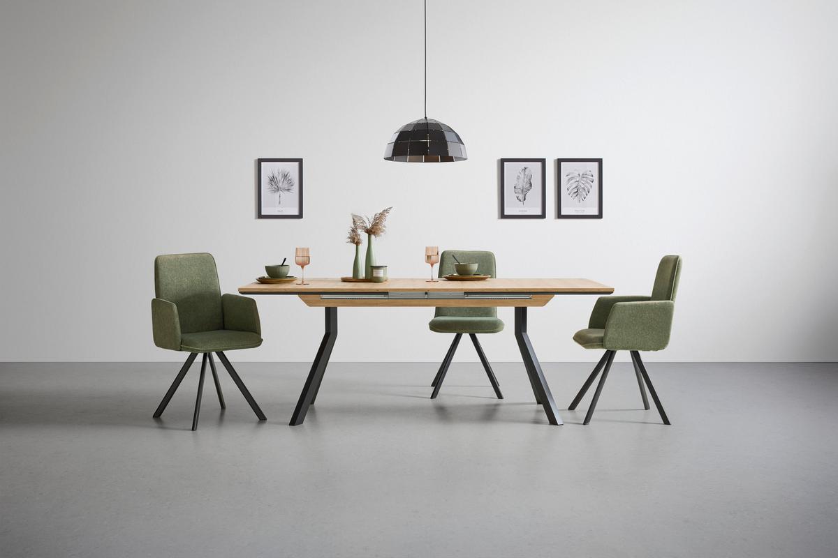 Ausziehtisch Mendosa 200 in Grau/Anthrazit - Anthrazit/Schwarz, Basics, Holzwerkstoff (160-200/90/75cm) - Premium Living