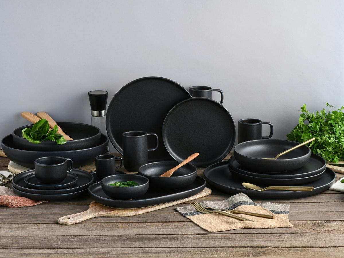Kombinirani Servis Uno Black, 8-Delni - črna, Basics, keramika - Creatable