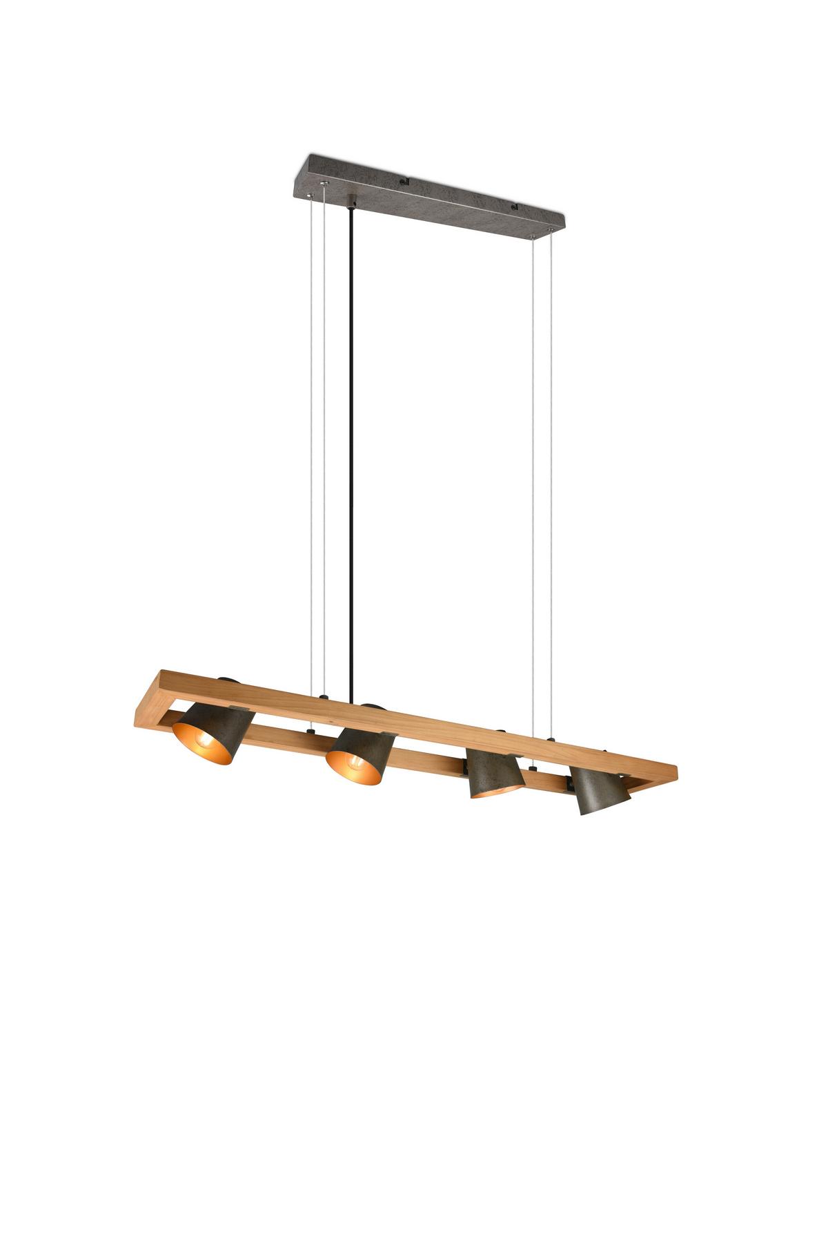 Hängeleuchte Bell max. 25 Watt - Nickelfarben, Natur, Holz/Metall (100/150/21cm) - Trio Leuchten
