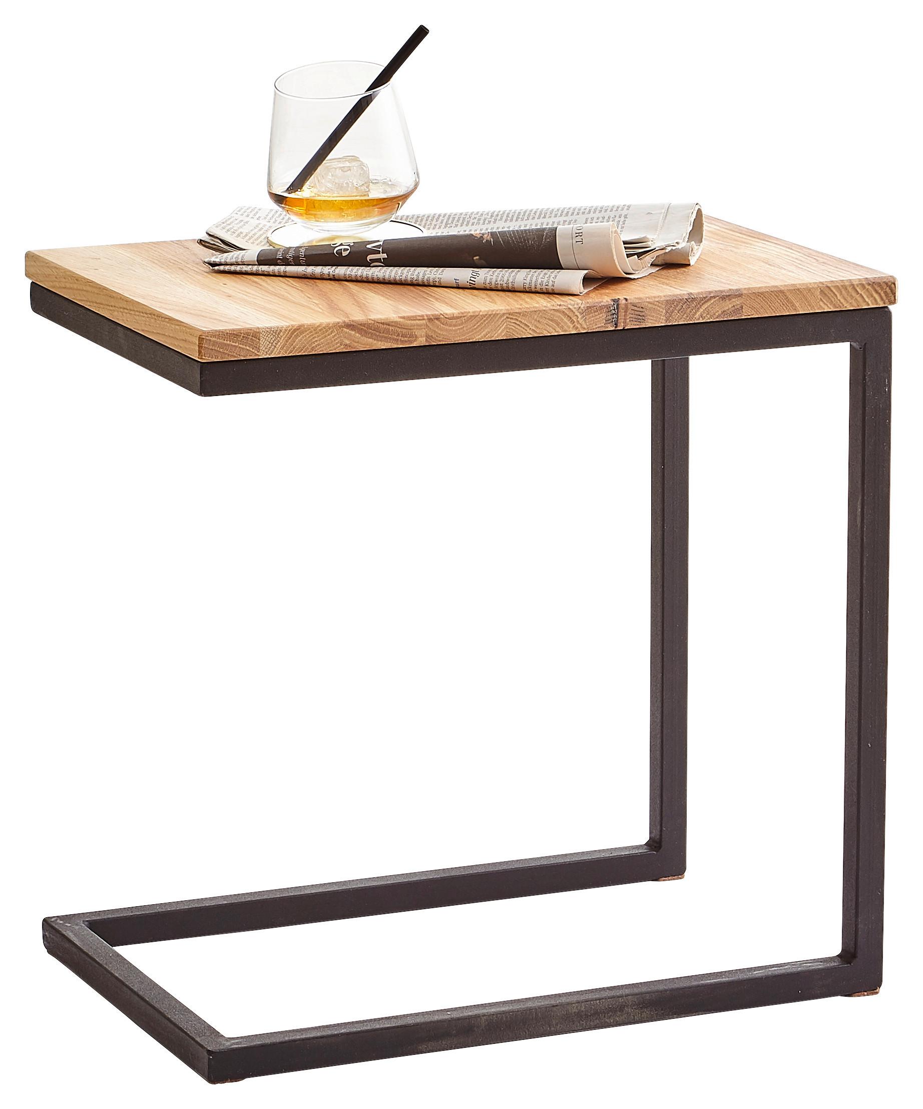 STOLIK BOCZNY TIBO - kolor dębowy/czarny, Natur, metal/drewno (30/45/45cm) - Xora