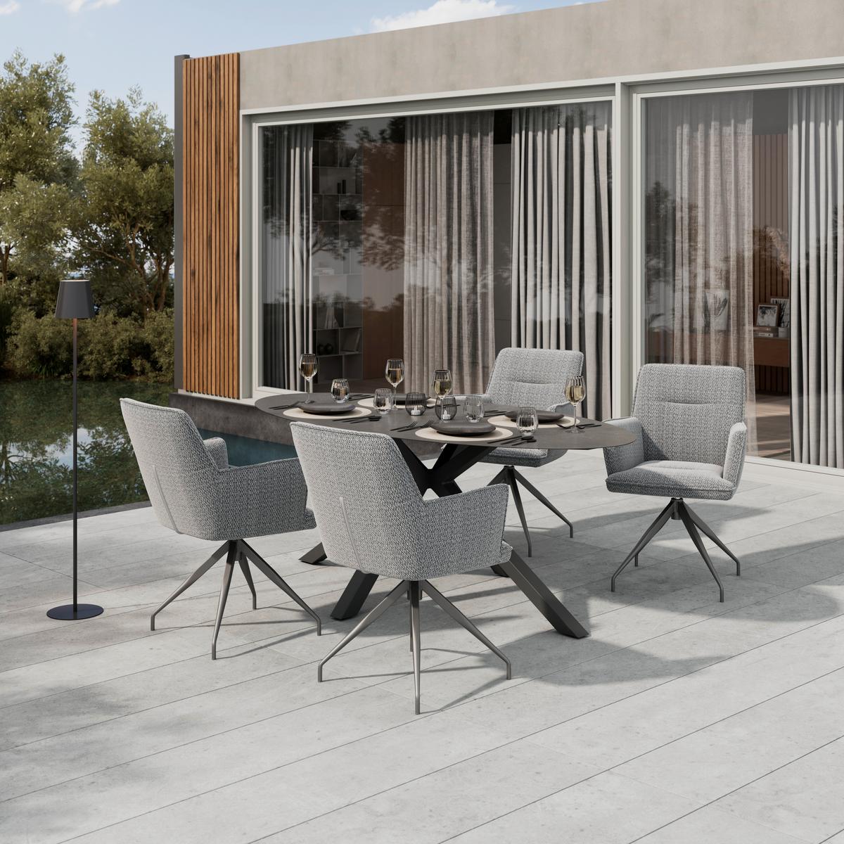 Gartentisch Bari Anthrazit ca. 200x75x100cm - Anthrazit, MODERN, Glas/Metall (200/100/75cm) - Mömax