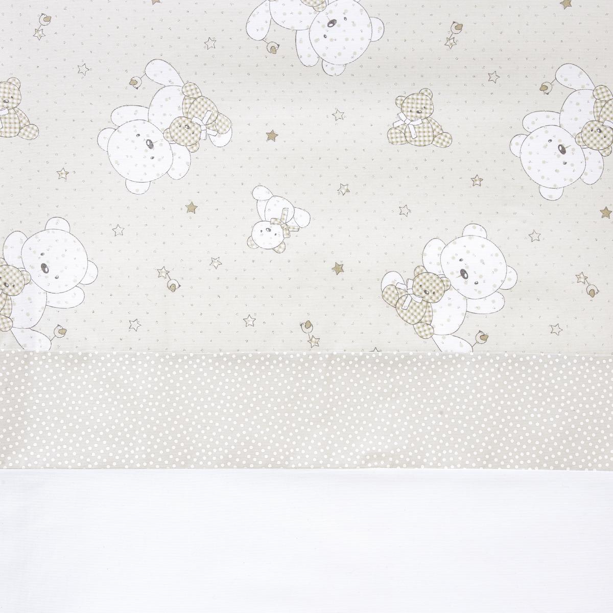 ZESTAW DO ŁÓŻKA SZCZEBELKOWEGO SREBRNY MIŚ - biały/taupe, Basics, tkanina - Patinio