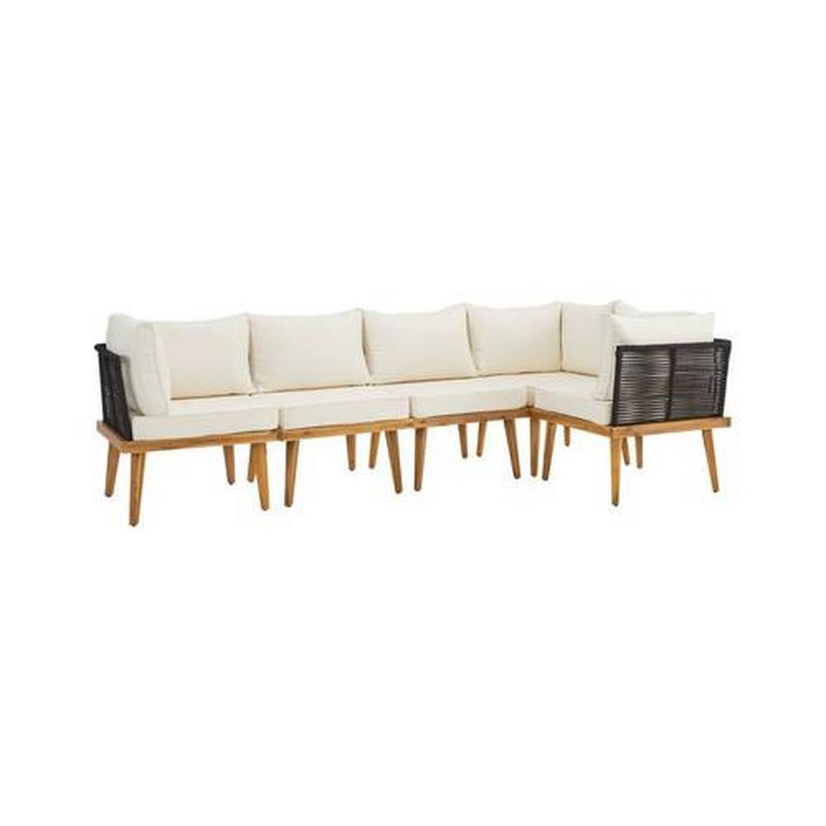 Lounge Garnitura Linnea, Bela, Akacija - črna/naravne barve, Moderno, kovina/umetna masa (199/199cm)