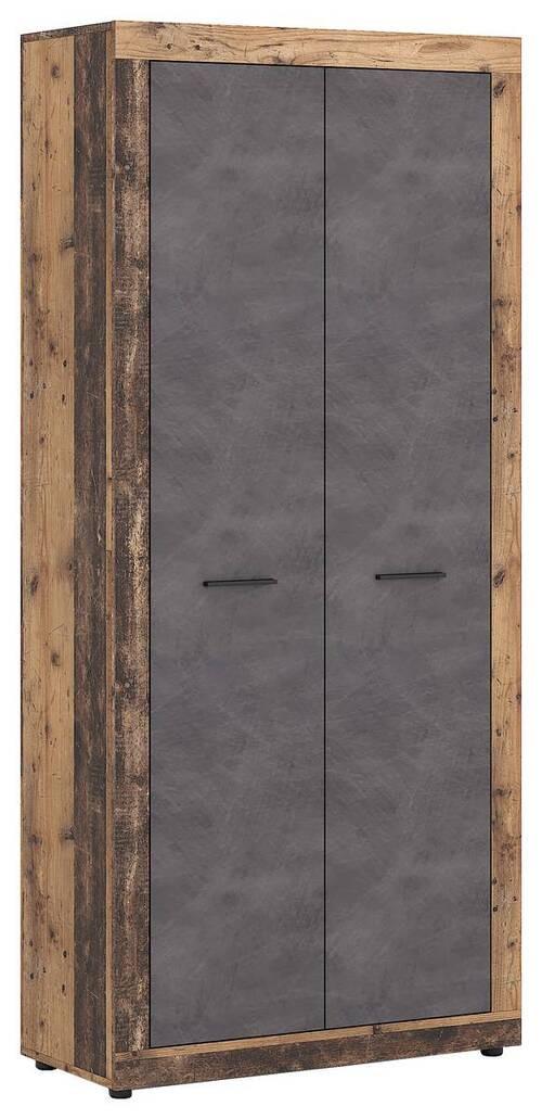 Garderobna Omara Luna, Grafit, Stari Hrast - stari hrast/črna, Design, umetna masa/leseni material (88,9/198/40cm) - Modern Living