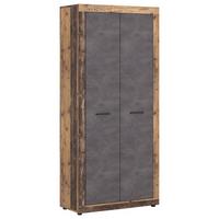 Garderobna Omara Luna, Grafit, Stari Hrast - stari hrast/črna, Design, umetna masa/leseni material (88,9/198/40cm) - Modern Living